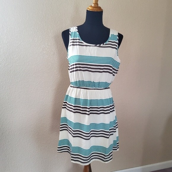 Pink Owl Cutout Striped Sleeveless Dress Size M New - Picture 3 of 8